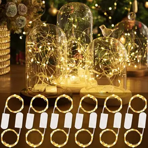 12 Pack LED Fairy Lights Battery Operated, 7FT 20 LEDs Waterproof Silver Wire String Lights for DIY Crafts, Wedding Table Centerpieces, Party, Bedroom & Christmas Decor