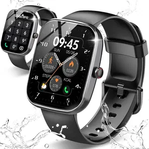 Smart Watch for Men Women(Answer/Make Call), 1.91" HD Screen Smartwatch Heart Rate/Sleep/Steps Monitor, 100+ Sports Fitness Watch, IP68 Waterproof Activity Trackers for Android iOS Black Wearable Smartphone Wristwatch