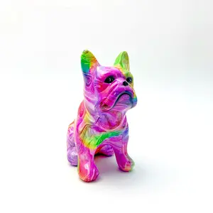 Creative and colorful sitting posture with tilted head - resin handicraft of a puppy figurine for the entrance hall wine cabinet decoration - modern and simple style Home Decor Accessory