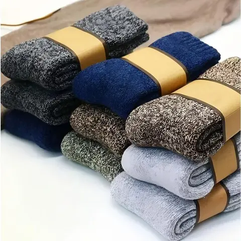 Women's 10-Pairs Mix Assorted Color Mid-Calf Socks Bulk, Thick Towel-Texture Unisex One-Size Winter Above Ankle Socks for Outdoor Mountaineering & Floor Use