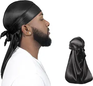 2 Pieces Silky Durag Pack for Men Women Waves, Premium Satin Deluxe Du-rag Fashion Hair Scarves Scarf Head Wrap Turban Hijab