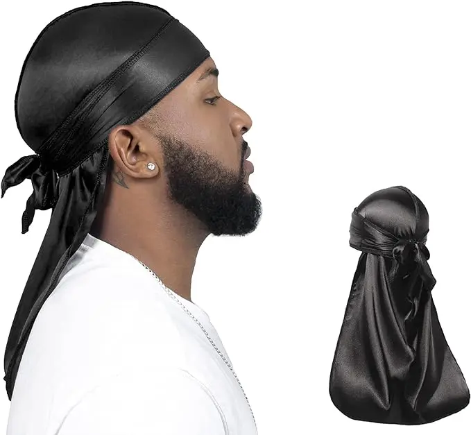2 Pieces Silky Durag Pack for Men Women Waves, Premium Satin Deluxe Du-rag Fashion Hair Scarves Scarf Head Wrap Turban Hijab, Head Scarf, Comfortable Head Scarves