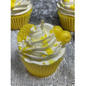 Cupcake Candle: Lemon Decor Fluffy Homemade Scent Vanilla Aroma Scented
