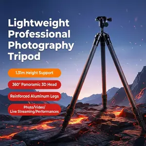 Desiontal Lightweight Carbon Fiber Tripod, Adjustable Legs, Stable Support, Smooth Pan Tilt Fluid Head, Photography and Videography