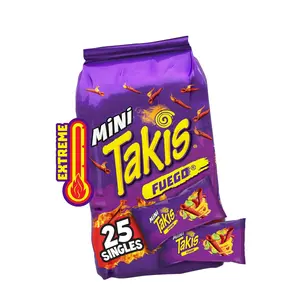 Takis Fuego Mini 25 pc / 1.23 oz Bite Size Multipack, Hot Chili Pepper & Lime Flavored Extreme Spicy Rolled Tortilla Chips
