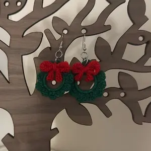 Homemade Christmas Wreath earrings
