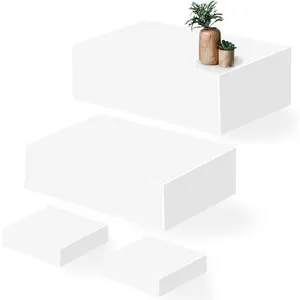 Large Buffet Risers Set of 4, 16"x8"x5" Display Stands, White   Risers for Party, Dessert Table, and Catering, Nesting and Stackable Display Risers