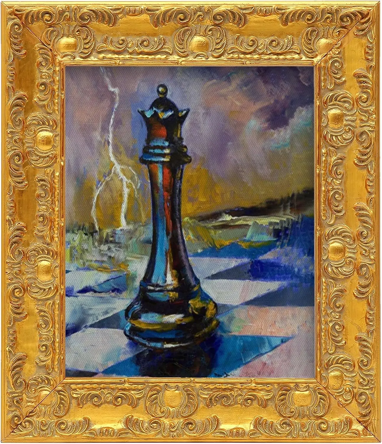 12x16 Gold Antique Ornate Solid Wood Floater Frame for Canvas and Oil Paintings, Vintage Baroque Victorian Plein Air Frame