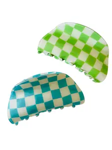 Half Moon Checkered 3.75" Hair Clip, Assorted
