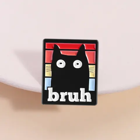 Bruh Striped Cat Enamel Pin, Zebra Print Background Design, Good Friend Gift Idea, Unique Network Meme Style Lapel Badge, Durable Metal Pins, Lapel Brooch, Brooch Pin Clip, Alloy Brooch Pin