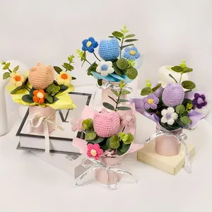 7inch Handcrafted Crochet Tulip Flower Arrangement – Mini Bouquet for Home Decor, Shop Displays & Thoughtful Gifts for Any Occasion