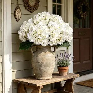 6 large diameter simulated hydrangeas, artificial silk silk fake hydrangeas, wedding bouquets with stems, home dining table centerpiece, shower party decoration
