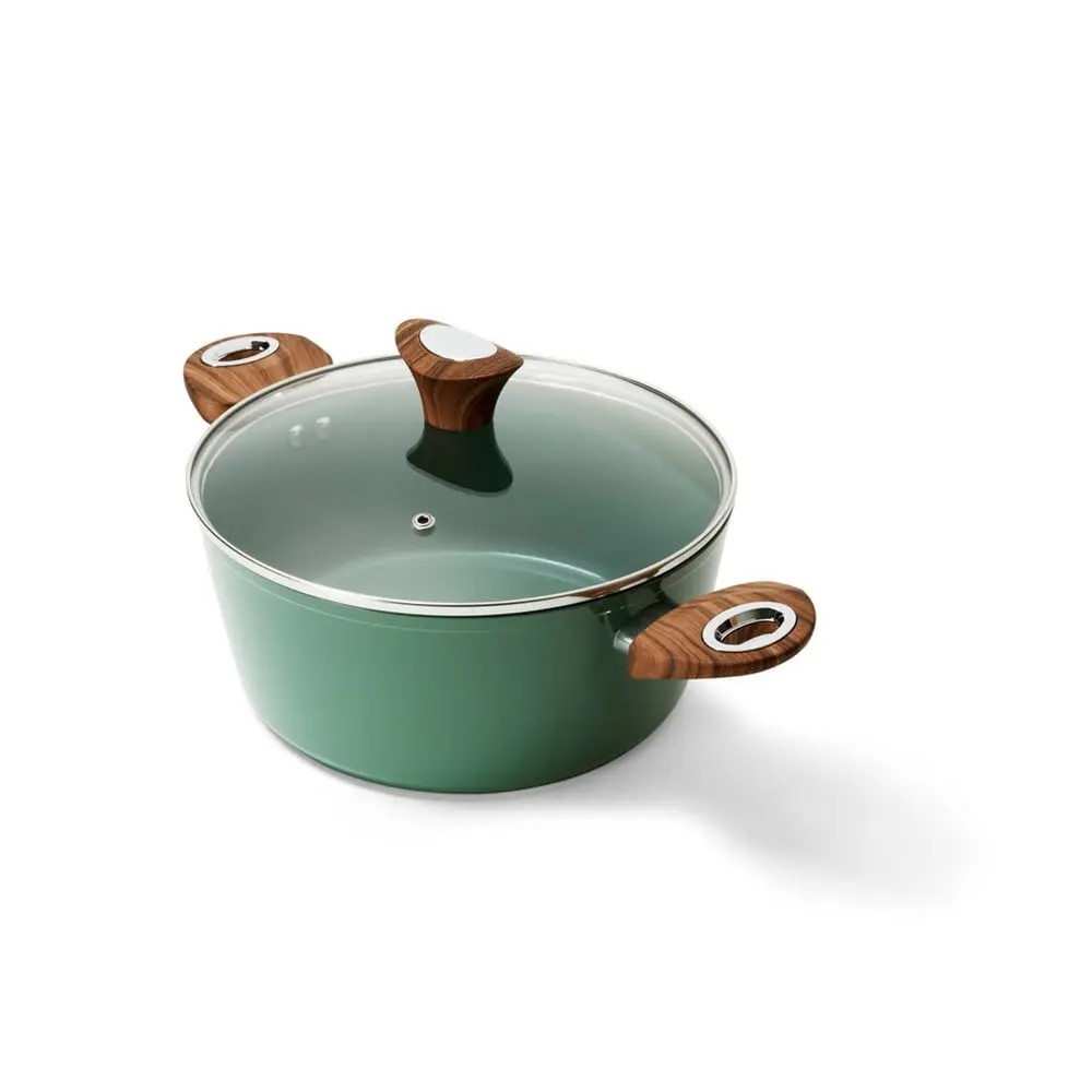 Phantom Chef PC-015G-300 Sturdy Glass Casserole Dish, 4.4 qt, PFOA-Free, Eco-Friendly, with Aluminum-Glass Lid for Empty Nesters' Home Cooking, Green