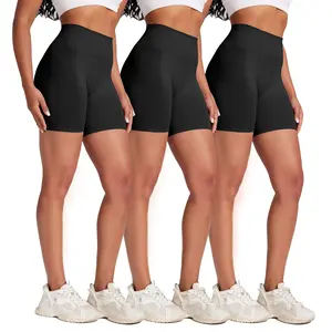 Viconow Workout 5/8 Inch Shorts for Women - 3 Pack High Waist Tummy Control Bike Shorts for Gym Workout Athletic