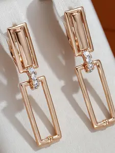 Women's Elegant Rectangular Earrings Drop Design Clip Earrings for Women & Girls Delicate Jewelry, Versatile All-Season Accessory, Stylish Accessory Wedding Jewelry