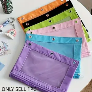 3-ring Binder Pouch, Binder Organizer, 1 Count Random Color  Binder Bag with Lanyard, Document Storage Bag, Stationery Supplies for Home School Office, Office Accessories
