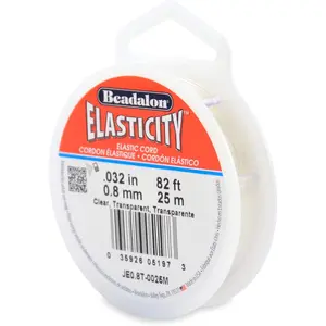 Beadalon Elasticity Stretch Cord Elastic Cord | Clear | Latex-Free Rubber | 0.8 mm 25 m Spool for Jewelry Making