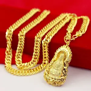 Vietnam Alluvial Gold Necklace Men's Daikin Chain 925 Jewelry Coae Props Gold Tyrant 24K Gold Plated Pendant Does Not Fade