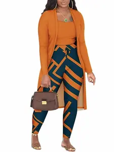 Women's 3 Piece Lounge Outfits Set Long Cardigan Tie Front Leggings Sleeveless Cropped Top Minimalist Casual Chic Fitted Cozy Breathable for Fall LadiesFall Co-ord Sets Womenswear Clothes Matching Clothing Bandeau