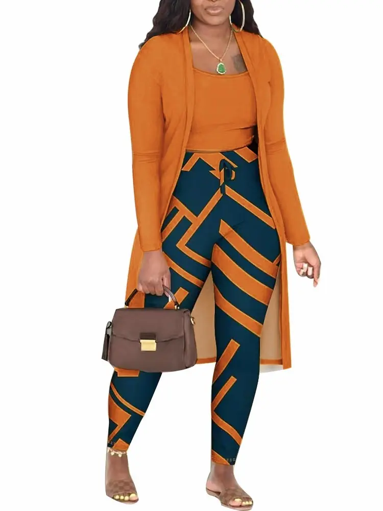 Women's 3 Piece Lounge Outfits Set Long Cardigan Tie Front Leggings Sleeveless Cropped Top Minimalist Casual Chic Fitted Cozy Breathable for Fall LadiesFall Co-ord Sets Womenswear Clothes Matching Clothing Bandeau