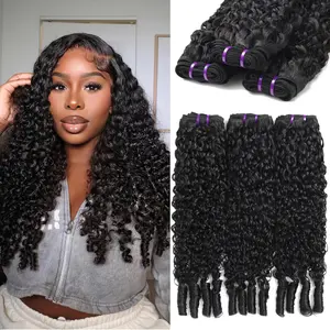 Burmese Curly Bundles Human Hair 100% Unprocessed Quick Weave Hair Water Wave 3 Bundles 3C4A Deep Curly Hair with Spiral Curls Double Weft Natural Color