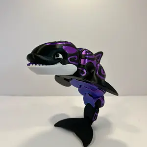 HyperLayer3D Tattooed Orca 3D Printed Viper Fidget in PLA with Realistic Pose for Office, Fish Tank, and Cool Car Accessories