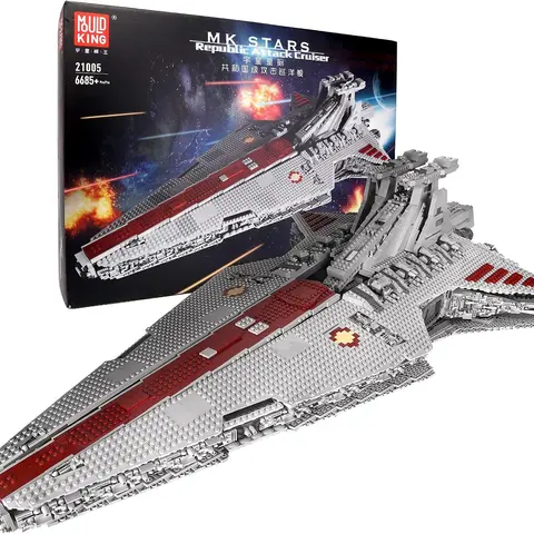Mould King 21005 UCS MOC Republic Attack Cruiser Building Block Set, 6685-Piece STEM DIY Collectible Model with Crafting Fun & Creative Play Brick Art for Ages 12+ (Ideal for Valentine's Day)