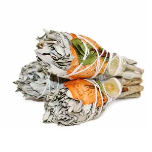 Mitron, Rose Petals, Citrine & White Sage Torch Smudge Sticks with Smudge Guide - 3 Pack