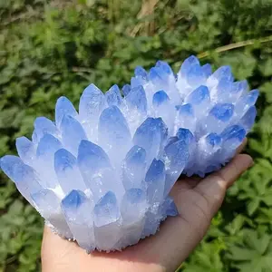 310g-350g Natural Blue Ghost Phantom Cluster Mineral Specimens Healing Crystal Reiki Home Decor