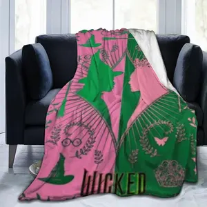 A Soft And Warm Flannel Blanket Inspired By Wicked, Made Of 100% Low-Allergen Polyester, Featuring A Modern Fantasy Theme Suitable For All Seasons. It Is Versatile, Digitally Printed, Perfect For Home Sofas Christmas Blanket