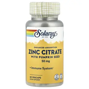 Solaray Zinc Citrate with Pumpkin Seed, 60 VegCaps