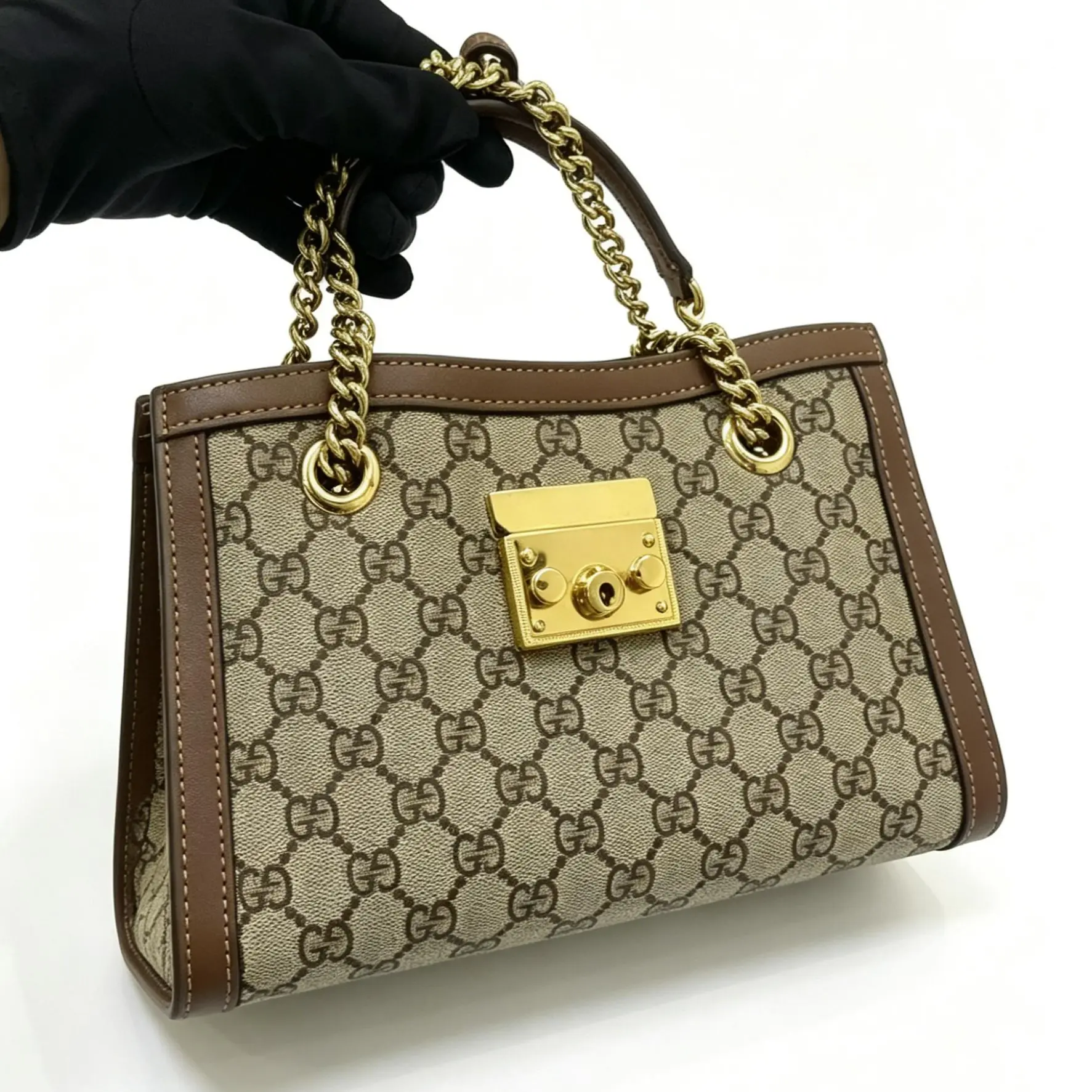Pre-owned GUCCI Old Flower Caramel Brown Padlock Small Three Pack Small th26053014