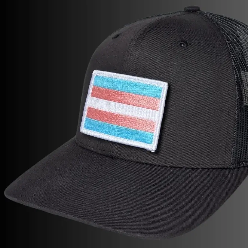 Trans Flag Patch + Hat (Black/Black)