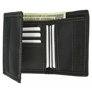 Men's Tri-fold Black Chain Wallet Motorcycle Rider Trucker Biker Wallet New