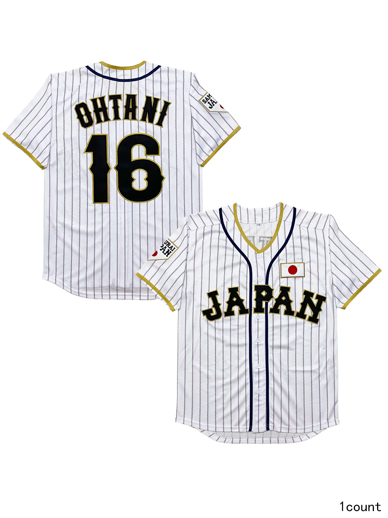 Men's Embroidered #16 Japan Baseball Jersey - Hip Hop Button-Down Polyester Mesh Short-Sleeve Quick-Dry Clothing, Breathable Sporty Chic Streetwear, Flexible Fit, Machine Washable, American Sizes, Fashion Personality, S to XXXL