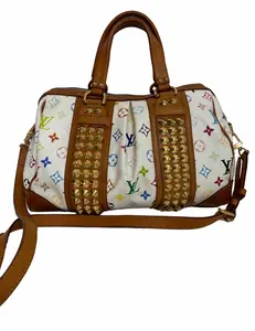 Pre-owned Louis Vuitton 2000s shoulder bag x Takashi Murakami Vintage White Multicolore Courtney MM Satchel with Long Shoulder Strap