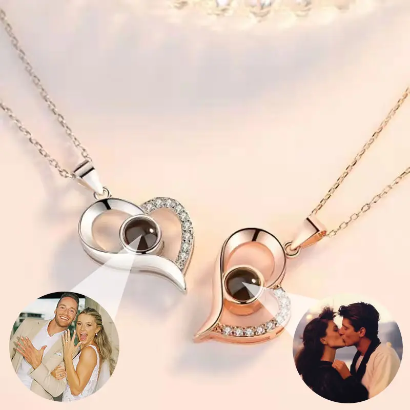 Custom Photo Projection Necklace for Women,  Personalized Pendant with Engraved Name & Picture, Birthday Gift for Girlfriend DZXL3725