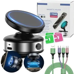 Vacuum Suction Magnetic Phone Holder - Foldable Design for iPhone 16/15/14/13/12, Gym, Shower, Car, Mirror, Adjustable Magnetic Attachment, Strong Magnetic Force, No Charging Needed, Universal Cell Phone Holder - Metal