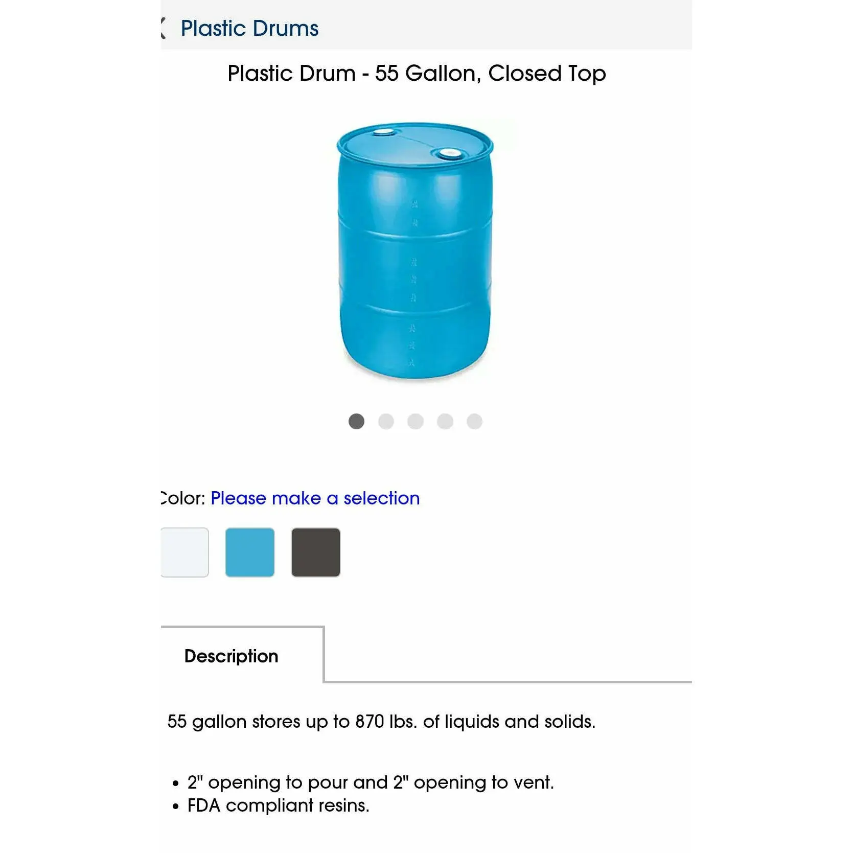 Plastic Drum - 55 Gallon, Closed Top Plastic Drum - 55 Gallon, Closed Top