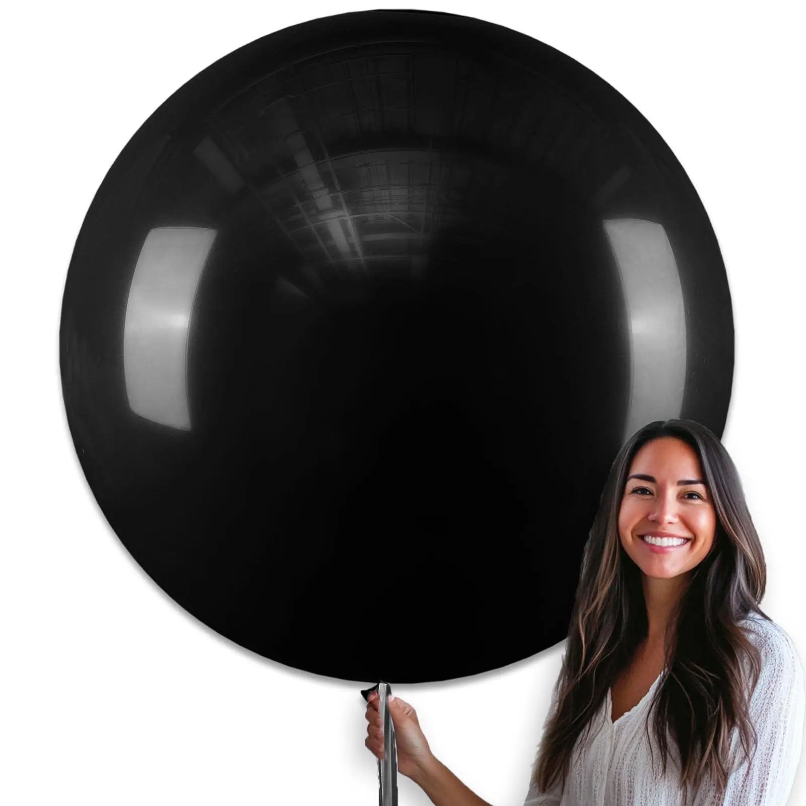 PartyWoo 36-Inch Thick Matte Solid Round Plain Latex Helium Black Balloons, 4-Pack Floatable Decoration for Birthday, Wedding Parties | Festive Home Supplies (Black-Y18)