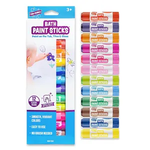 Tub Works Bath Paint Sticks 12-Pack Non-Toxic Washable Twistable Paint for Smooth Vibrant Drawing on Tub Walls Ideal for Kids Toddlers Vivid Fun Creativity