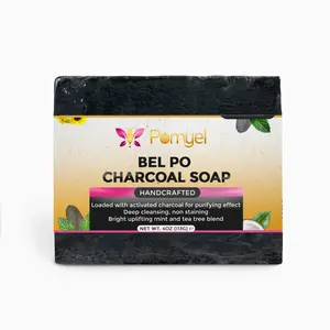 Belpo Charcoal Soap Bars (2-Pack) – Natural Deep Cleansing Face & Body Wash, Tea Tree & Peppermint, Handmade for All Skin Types