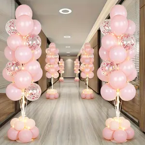 2 Pack Balloon Stand Kit with Lights for Floor, Balloon Tower with Stand, Balloon Pole for Wedding, BabyShower, Birthday Party or Bachelorette Party Decoration