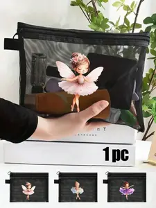 Dance Theme Makeup Bag with Cushion Design, Portable and Easy to Store, Creative Dance Girl Pattern, Ideal Gift for Dancers, Makeup Storage Bag, Makeup Organizer Pouch, Portable Cosmetic Bag