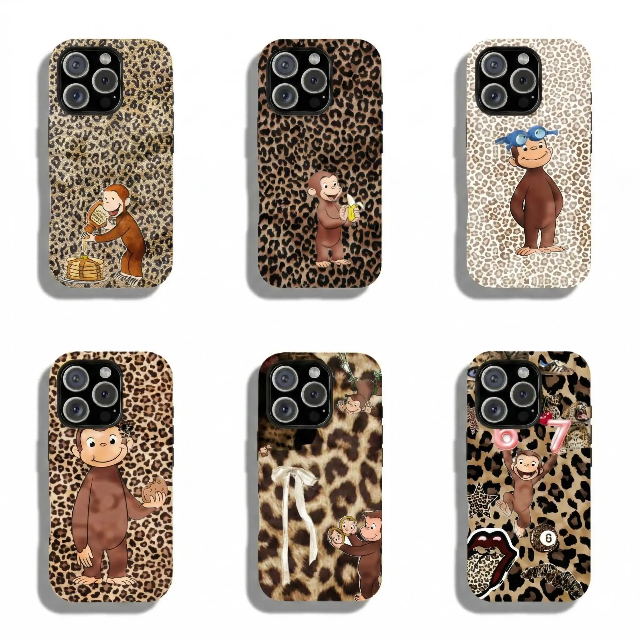 Curious George Bold Monkey Art Phone Case - Leopard Print, Chic Animals Design, TPU-PC Shockproof, Multi-Size for iPhone 17 Pro Max,16,15,14,13,12,11, Phone Aesthetic Accessory Gift for Fans, Accessories, Iphone Series