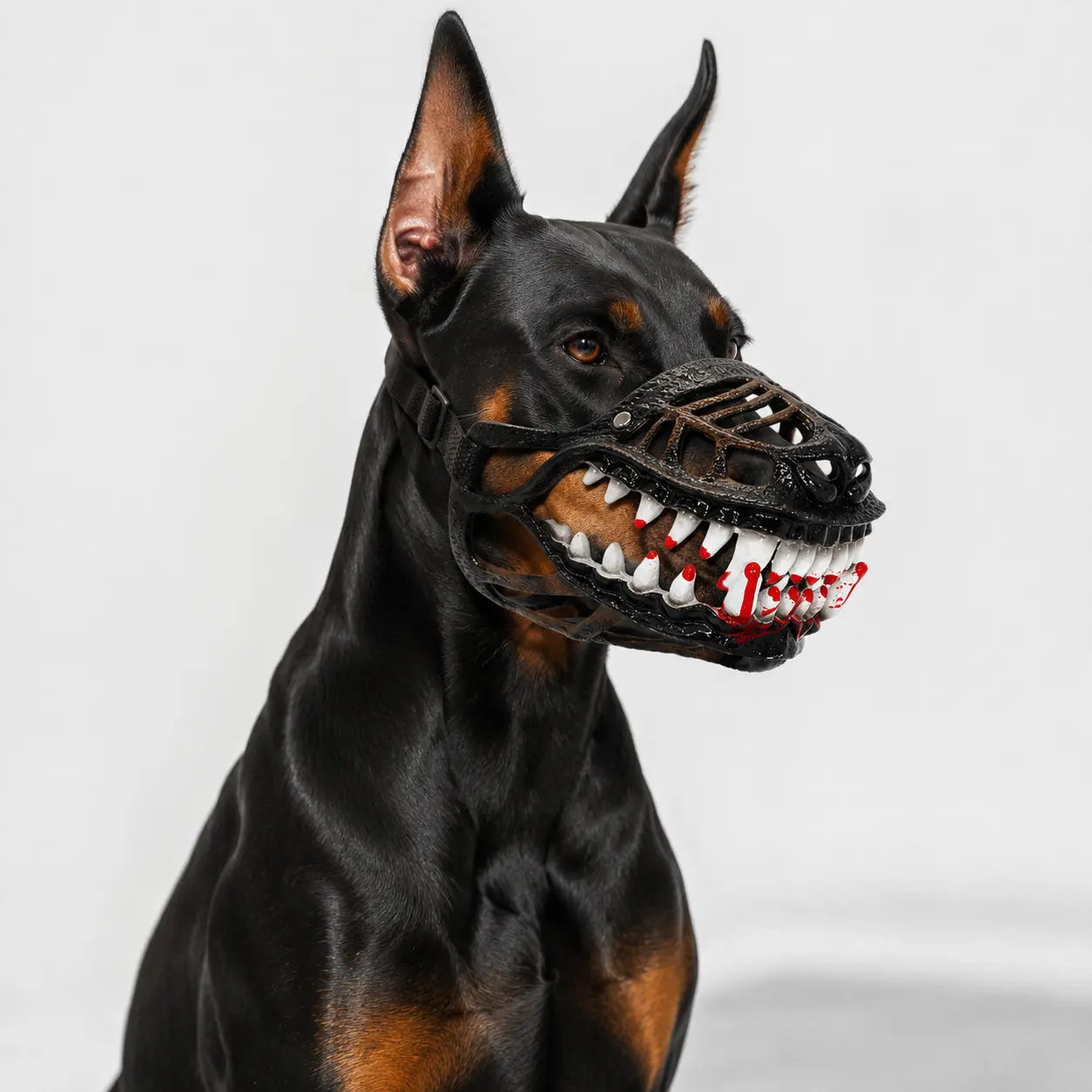 Scary Dog Muzzle Halloween Accessory - Lightweight Latex Animal Costume Mask with Lifelike Teeth, Adjustable Breathable Face Cover for Funny Videos