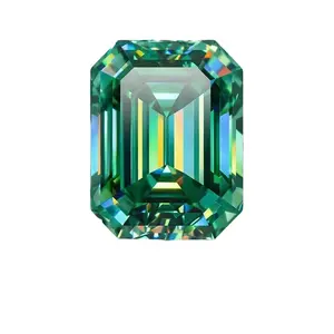 SANMU Yellow-Green Moissanite Emerald-Cut Loose Diamond 0.8-5 Carats D Color VvS1 Clarity GRA Certified for Jewelry Making Rings Necklaces Pendants Earrings