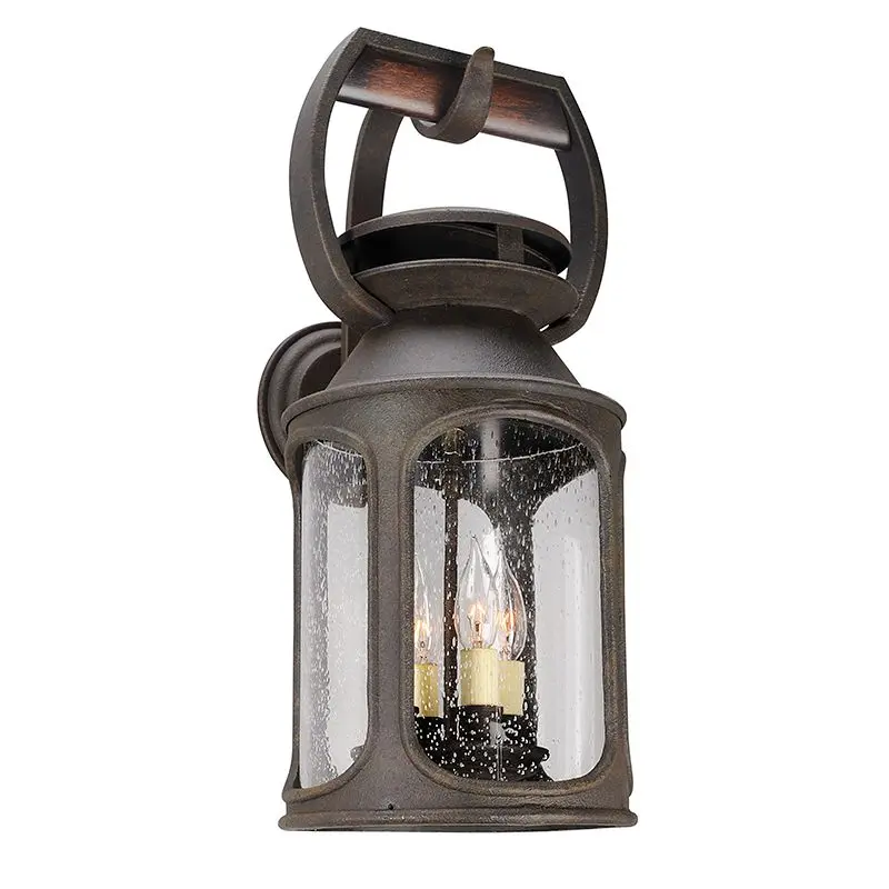 Old Trail Large Outdoor Wall Sconce - Hand-Forged Iron, Heritage Bronze Finish, Lantern Design