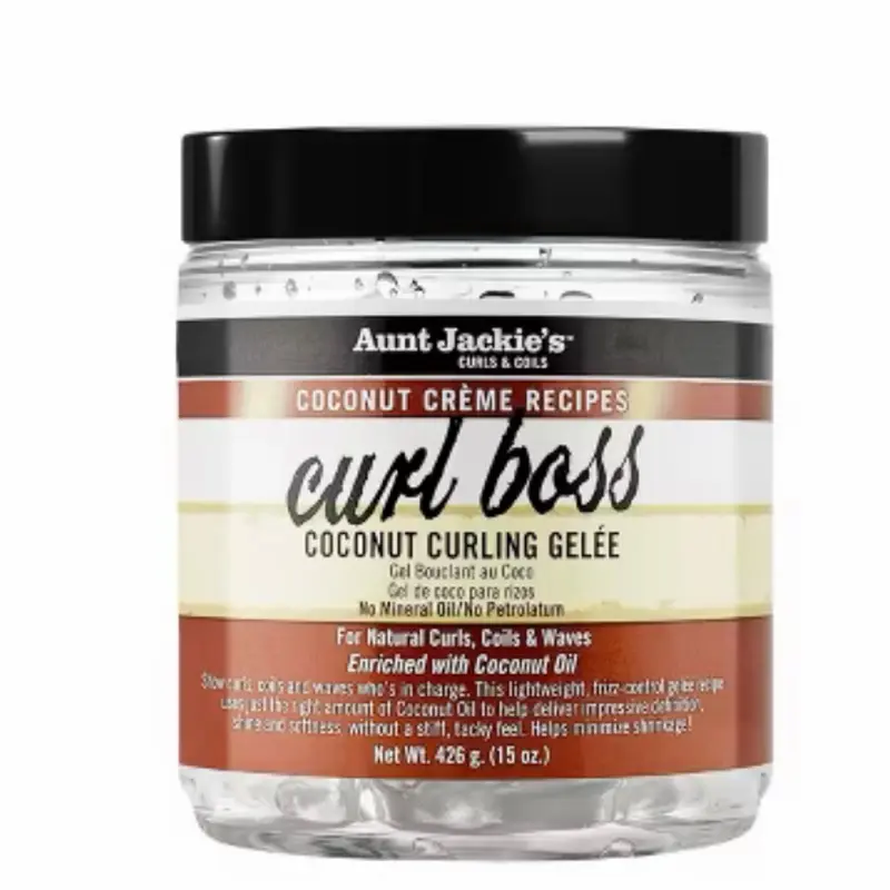 Aunt Jackie's Curl Boss Coconut Curling Gelée - Simplifies Styling, Enhances Natural Texture, Perfect for All Curl Types, 15 oz
