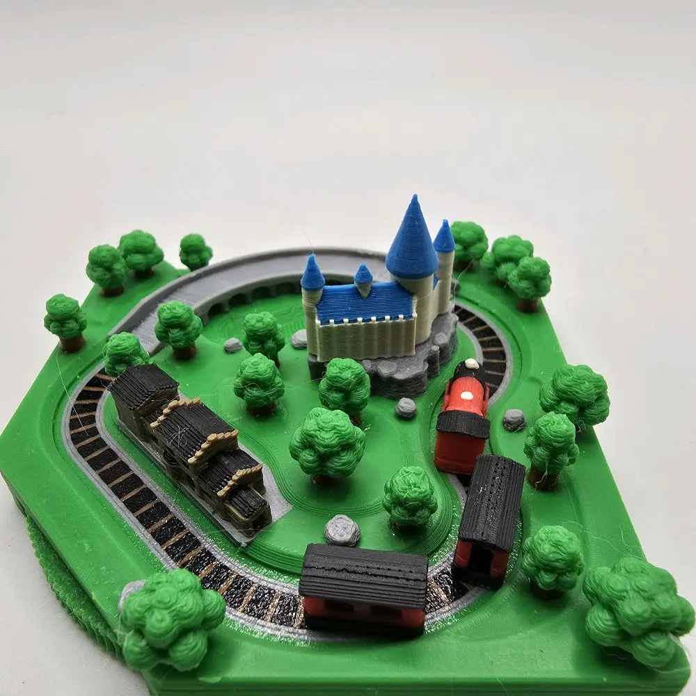 Mini Hidden Railway Platform 9 3/4 Train Diorama | Hand Crank Magnetic Train Display | Fantasy Wizard Station | Interactive Desktop Scene